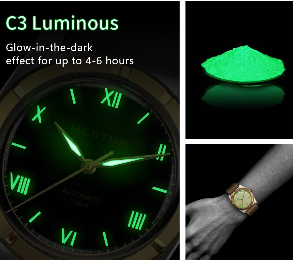 🔥Crystal Bubble Back🔥Hestur HT8007 Automatic Watches 36mm