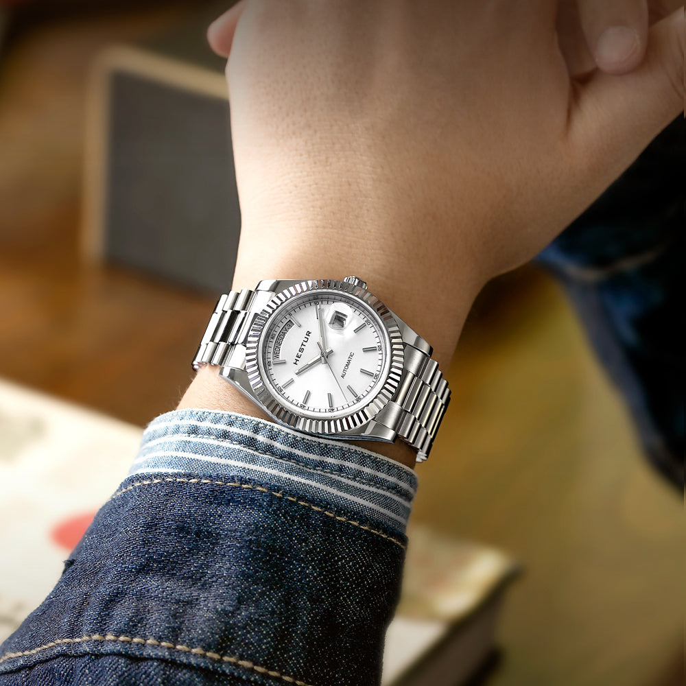 🔥Sunburst Dial 🔥Hestur HT8005 Day-Date Sapphire, Hangzhou 6330 40mm