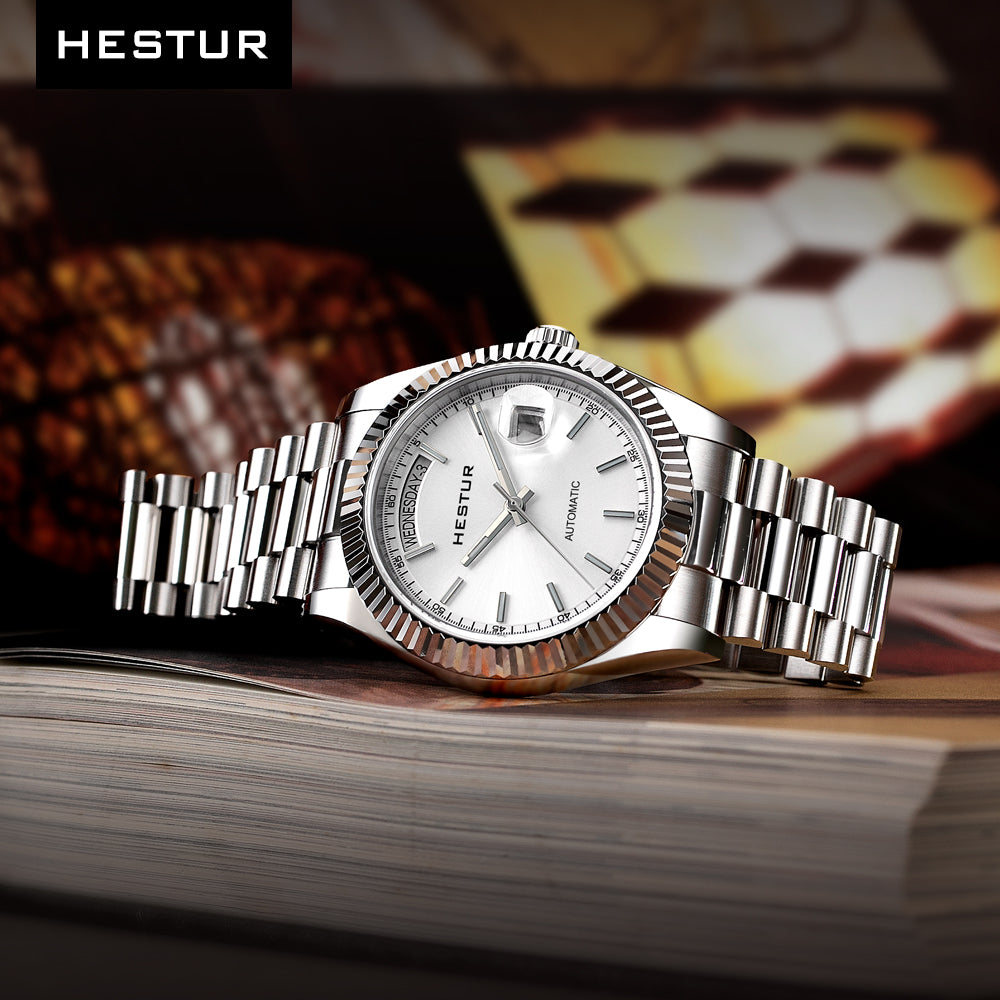 🔥Sunburst Dial 🔥Hestur HT8005 Day-Date Sapphire, Hangzhou 6330 40mm