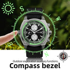 🔥Titanium Quartz Military Field Watch🔥Hestur HT8008, Chronograph 44.5mm