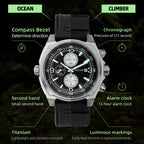 🔥Titanium Quartz Military Field Watch🔥Hestur HT8008, Chronograph 44.5mm