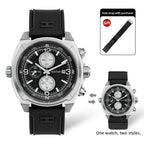🔥Titanium Quartz Military Field Watch🔥Hestur HT8008, Chronograph 44.5mm